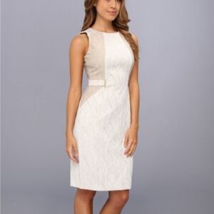 New Ellen Tracy Dress Fitted Business Career Officecore Secretary sz 8 Ivory Tan